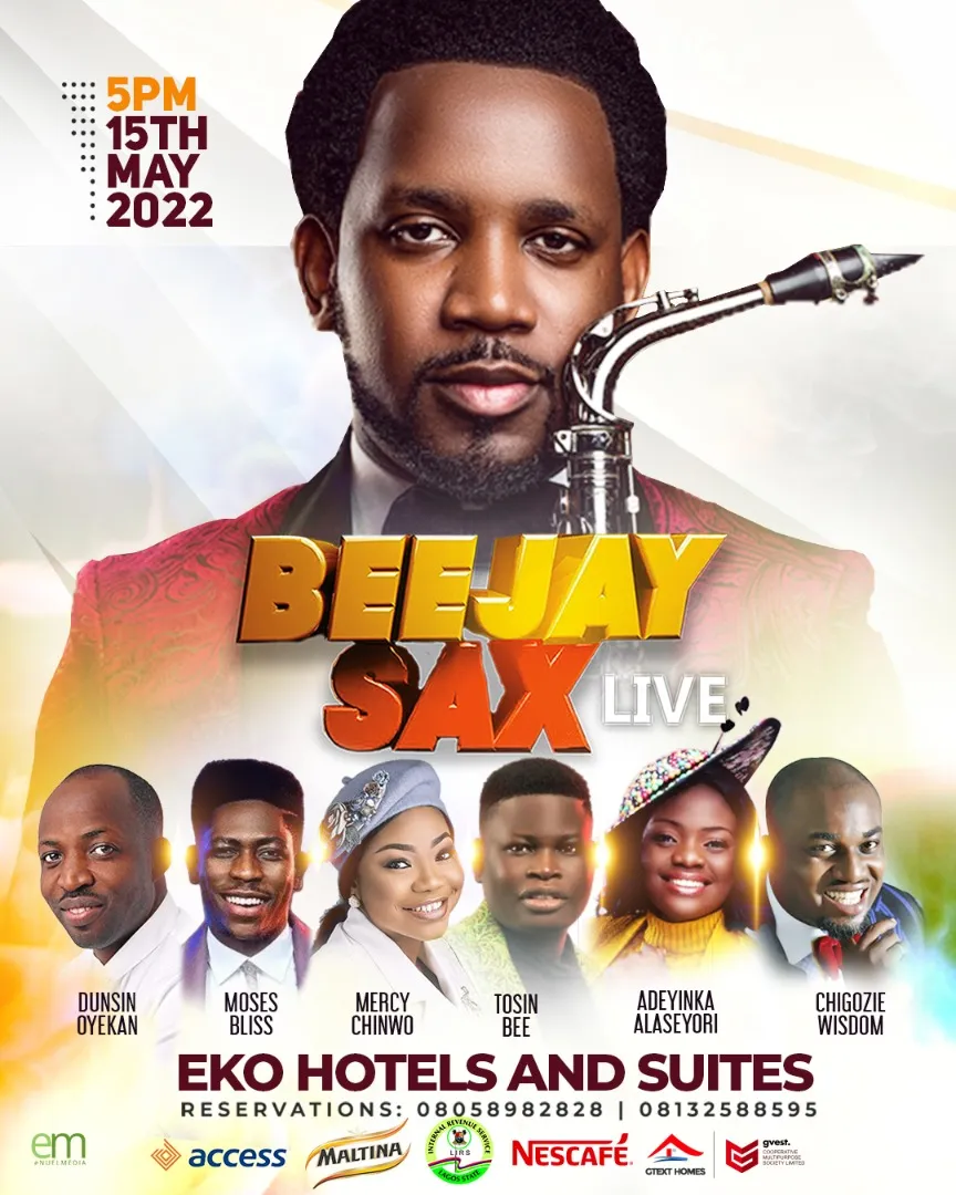 Gospel Artist Beejay Sax Gears Up For Beejay Sax Live 2022